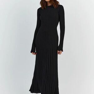 DISSH ADA BLACK LONG SLEEVE MIDI DRESS - XL / BLACK